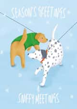Cute Dog Christmas Card - Season's Greetings - Sniffy Meetings created by Sian Moore Illustration