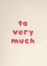 Cute Thank You Card - Ta Very Much - Embroidery created by Sparklymouse