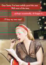 Funny Letter to Santa Christmas Card- Retro - I've been good, well sort of... created by Quitting Hollywood