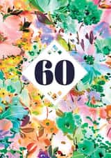 Pretty Birthday Card - 60th - Watercolour Florals created by Rebecca Prinn