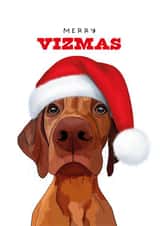 Cute Christmas Card - Merry Vizmas - Vizsla created by badgerbee design