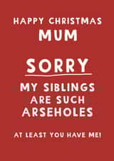 Cheeky Christmas Card - For Mum - Typography created by Giddy Kipper