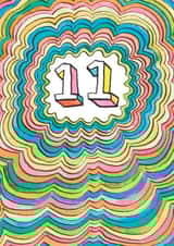 Classic 11th Birthday Card - Wavy Bubble Pattern created by Jelly Armchair