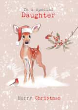 Cute Christmas Card - For Daughter - Deer & Robins created by Paper Shed Design