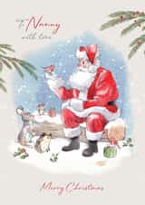 Cute Christmas card - For Nanny - Santa & Woodland Animals created by Paper Shed Design