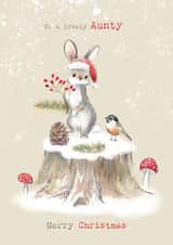 Cute Christmas Card - For Aunty - Rabbit On Tree Stump created by Paper Shed Design