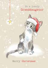 Cute Christmas Card - For Granddaughter - Kitten Playing With A Star created by Paper Shed Design