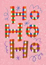 Fun Christmas Card - Colourful Check - Ho Ho Ho created by Angharad Ffion Design