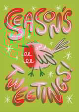 Cute Christmas Card - Pink Robin - Season's Tweetings! created by Angharad Ffion Design