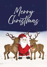 Cute Christmas Card - Santa - Reindeers created by Roger Bear Designs