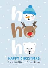 Cute Christmas Card - For Grandson - Rudolph created by Macie Dot Doodles