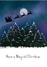 Santa and his reindeer flying through the Northern Lights - Magical Christmas created by Lucy Driver