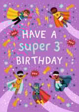 Cute 3rd Birthday Card - Superheroes - For Him created by Pear Tree Press