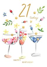 Pretty 21st Birthday Card - For Her - Cocktails created by SABIVO Design by Sabina