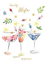 Classic Birthday Card - For Wife - Quirky Tipple Cocktails created by SABIVO Design by Sabina