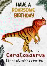Fun Birthday Card - Dinosaur - Ceratosaurus created by Toni Emmery - LillieBee Designs 