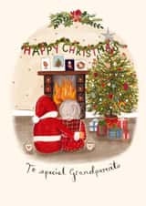 Cute Christmas Card - Grandparents By The Fire created by Love Lucy Illustration