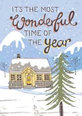 Classic Christmas Card - Snowy Mountains - Most Wonderful Time created by @VickyYorkeDesigns