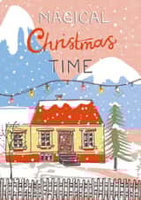 Classic Christmas Card - Snowy Village Scene - Magical Christmas Time created by @VickyYorkeDesigns