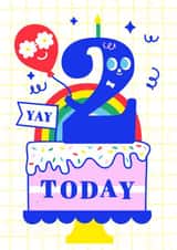 Two Today! Happy Second Birthday Rainbow Cake Card, 2nd Birthday Card created by Creative Joy