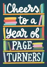 Modern Birthday Card - Cheers To A Year Of Page Turners - Book created by Natalia Gonzalez