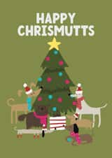 Cute Christmas Card - Happy Chrismutts - Dogs created by Giddy Kipper