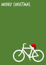 Bike with Santa Hat - Cute Cycling Christmas Card created by Worry Less Design