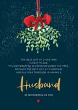 Cute Christmas Card - For Husband - Mistletoe created by Artsy Gift Co