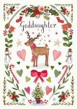 Pretty Christmas Card - For Goddaughter - Rudolph created by Love Lucy Illustration