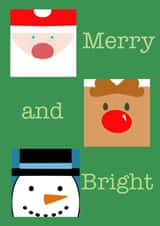 Cute Christmas card with Santa, Rudolph and snowman created by Lauren Clark