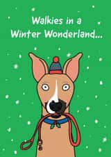 Punny Christmas Card - Walkies In A Winter Wonderland - Dog created by Leanneco.Studio