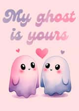 Cute ghosts anniversary card created by Foxx & Raccoon