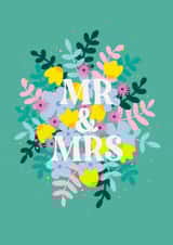 Pretty floral Wedding card - Congratulations - Mr & Mrs created by Jessica Rachel Sharp
