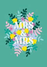 Pretty floral Wedding card - Congratulations - Mrs & Mrs created by Jessica Rachel Sharp