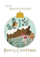 Cute Christmas card - For Mum And Step-Dad - Woodland created by Sara Tyson