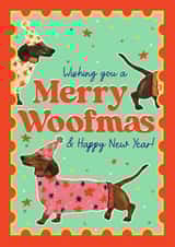 Cute Christmas Card - Sausage Dog - Merry Woofmas created by Foggish