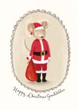 Cute Christmas Card - For Grandchildren - Santa Mouse created by Love Lucy Illustration