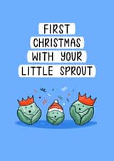 Cute Christmas Card - Baby Boy First Christmas - Sprout Pun created by Muses & May 