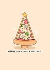 Pizza Christmas card - Punny Christmas card - Kawaii - pizza lover - cute created by Rosalie Perl