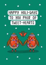 Cute Christmas Card - Happy Holi-Gays - Pair Of Tweet-Hearts created by Muses & May