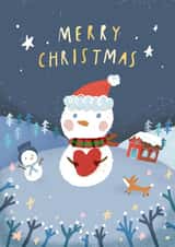 Enchanting Snowman Christmas Card - Magical Winter Greetings created by Miss NoProblem