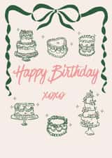 Cute Birthday Card - Vintage Cake Design - Sweet Greeting for a Loved One created by Bee Oyerinde