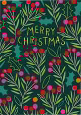 Holly berries colourful Christmas card created by Pablo and Pickle Studio