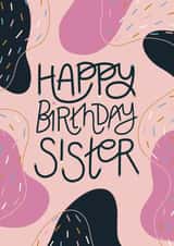 Classic Birthday Card - For Sister - Pretty Abstract Design created by Christine Cuddihy Illustration