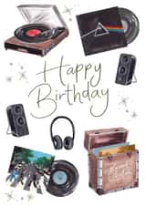 Traditional Music, Vinyl Record Player Happy Birthday Card For Him created by Making Meadows Ltd