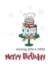Fun Birthday Card - December Birthday - Cake created by Dandelion Stationery