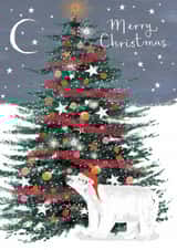 Classic Christmas Card - Christmas Tree - Polar Bear - Starry Night created by Louise Tiler