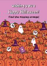 Funny Halloween Card - Find The Missing Orange - Brainteaser created by @Laura Lonsdale Designs