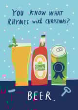 Funny Christmas Card - Beer created by Alice Mole Illustration