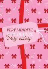 Very Mindful Demure Cutesy Pink Christmas Card - Trending Festive Bows created by Just Daydreaming